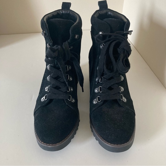 Caslon Jadey Lea Black Leather Lace Up Boots size 9.5 - Picture 3 of 10